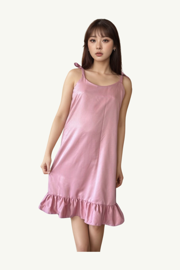 Silk Sleep Dress in Salmon Pink