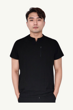 Caniboo: EASTON 3-pocket mens scrub top in charcoal black