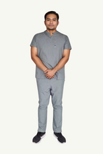 Caniboo: EASTON 3-pocket mens scrub top in ice grey