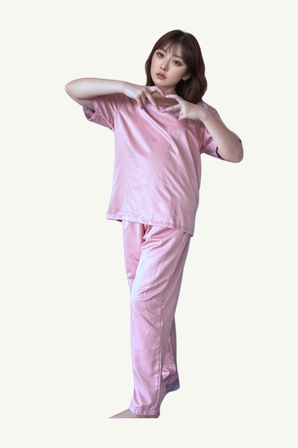 Silk Pajama Set in Pink