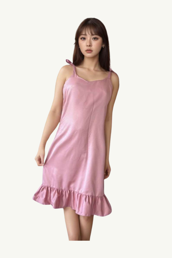 Silk Sleep Dress in Salmon Pink